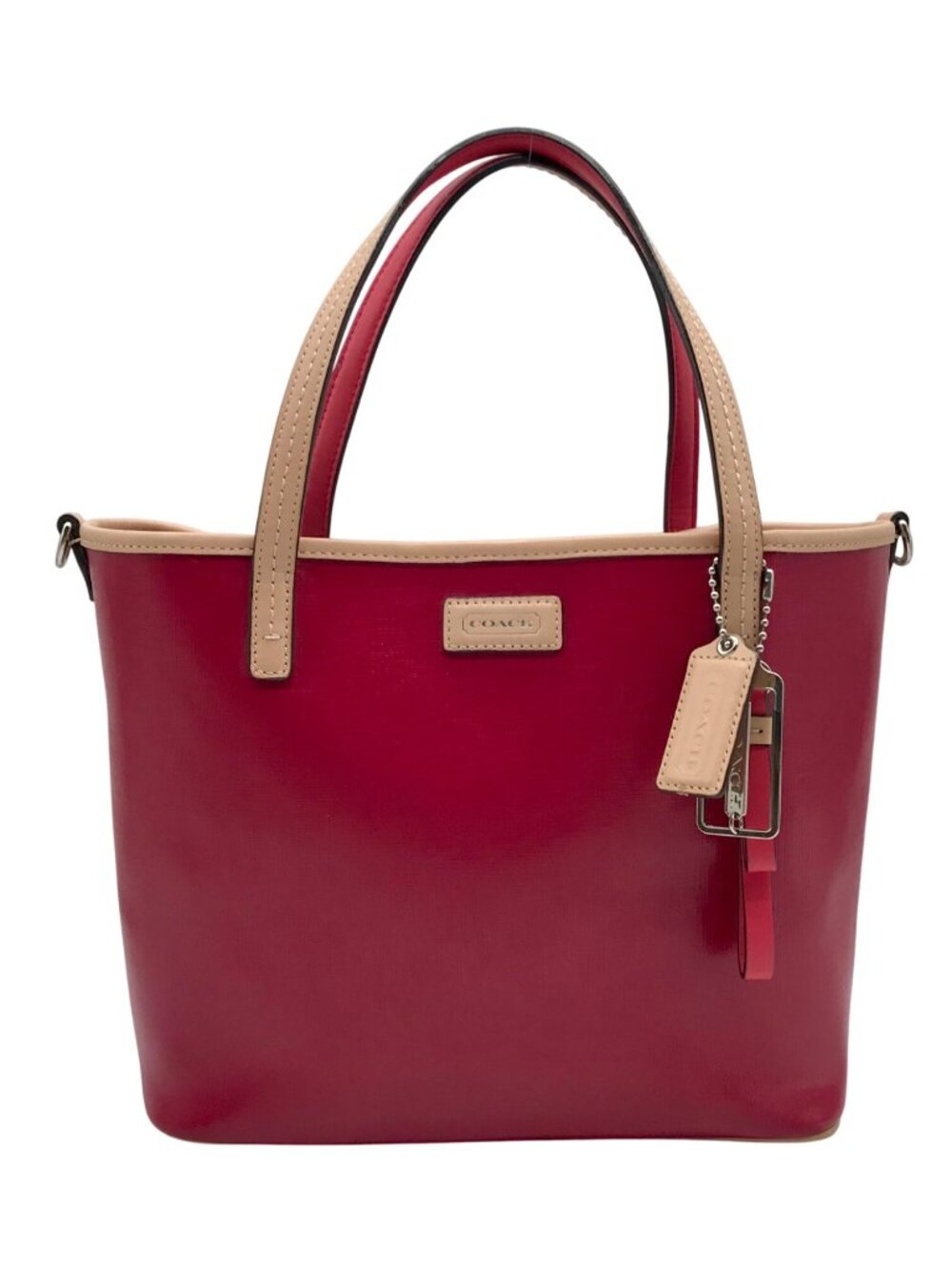 Coach Pink & Tan Leather Park Metro Convertible Tote F26731